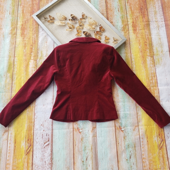 Modcloth Maroon Velvet Executive BlazerS - Picture 6 of 8